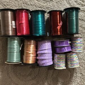 Lot of 43 items, 8 curling ribbon, 2 wired edged, 3 HappyBirthday. DISNEY Tags